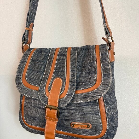 HAPPY DEER bag Jeans crossbody bag Dark blue jeans/brown leather shoulder bag - Picture 3 of 16